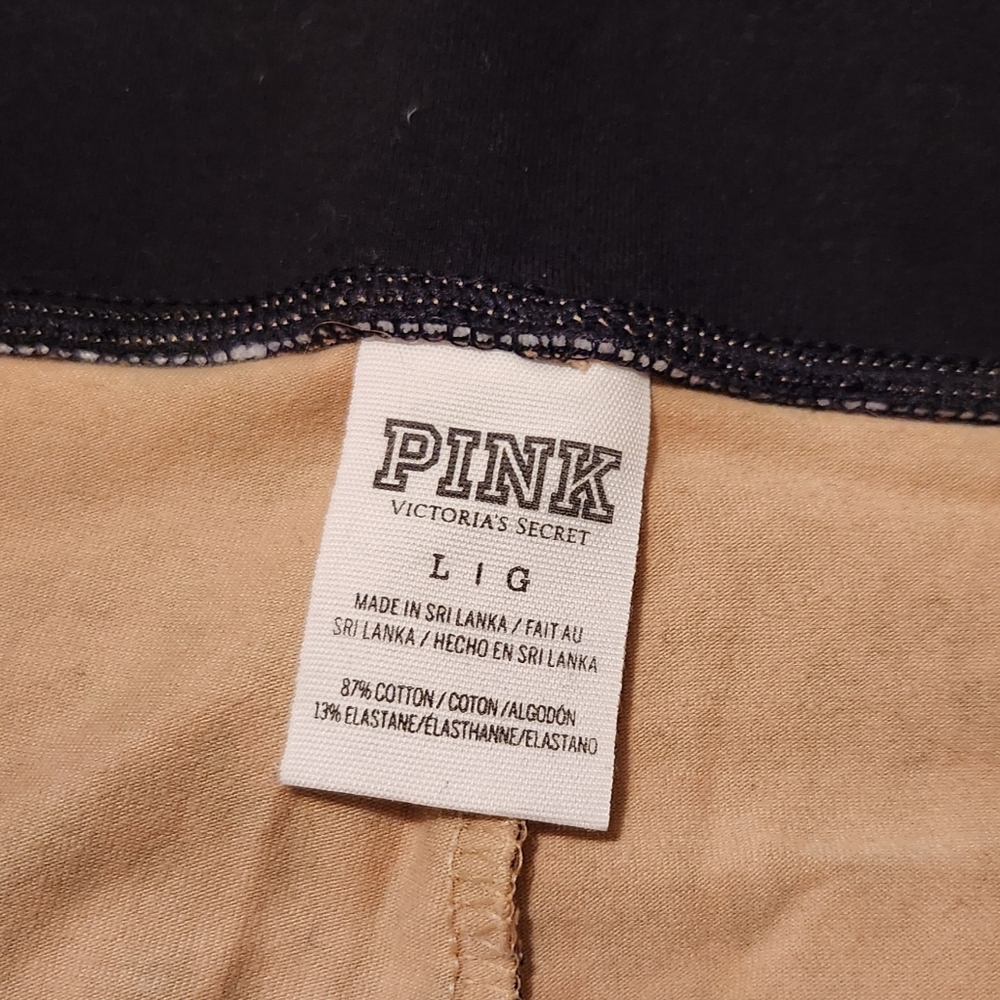 Women's Large Victoria's Secret PINK Leopard Print Foldover Yoga Pant Leggings - Picture 3 of 4